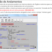 A imagem mostra ao centro um tela de como incluir o andamento de um processo no SPI.