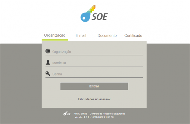 tela login soe
